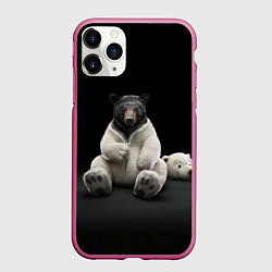 Чехол iPhone 11 Pro матовый Медведь в костюме ростовой куклы, цвет: 3D-малиновый