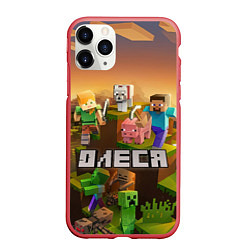 Чехол iPhone 11 Pro матовый Олеся Minecraft, цвет: 3D-красный