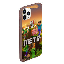 Чехол iPhone 11 Pro матовый Петр Minecraft, цвет: 3D-коричневый — фото 2