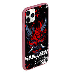 Чехол iPhone 11 Pro матовый Маска Они - Киберпанк 2077 - Samurai, цвет: 3D-малиновый — фото 2