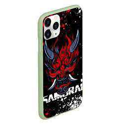 Чехол iPhone 11 Pro матовый Маска Они - Киберпанк 2077 - Samurai, цвет: 3D-салатовый — фото 2