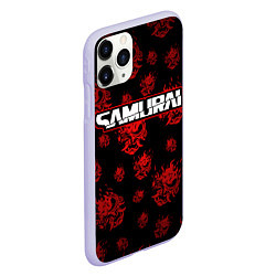 Чехол iPhone 11 Pro матовый Samurai - Красный паттерн - Cyberpunk, цвет: 3D-светло-сиреневый — фото 2