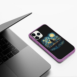 Чехол iPhone 11 Pro матовый Звездная Ночь пародия, цвет: 3D-фиолетовый — фото 2