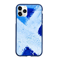Чехол iPhone 11 Pro матовый Белый крест на синем фоне, цвет: 3D-тёмно-синий