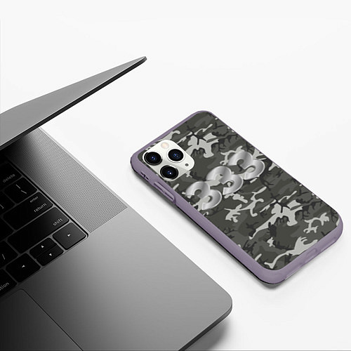 Чехол iPhone 11 Pro матовый Камуфляж 333 / 3D-Серый – фото 3