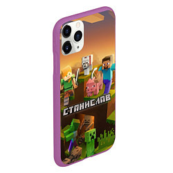 Чехол iPhone 11 Pro матовый Станислав Minecraft, цвет: 3D-фиолетовый — фото 2