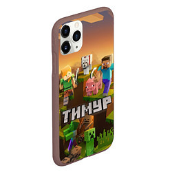 Чехол iPhone 11 Pro матовый Тимур Minecraft, цвет: 3D-коричневый — фото 2