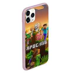 Чехол iPhone 11 Pro матовый Ярослав Minecraft, цвет: 3D-розовый — фото 2