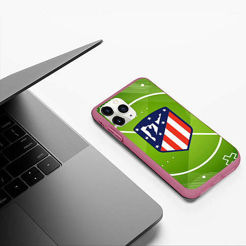 Чехол iPhone 11 Pro матовый Atletico madrid Поле / 3D-Малиновый – фото 3