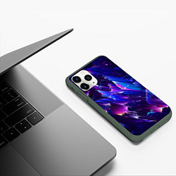 Чехол iPhone 11 Pro матовый Космический неоновый глитч, цвет: 3D-темно-зеленый — фото 2