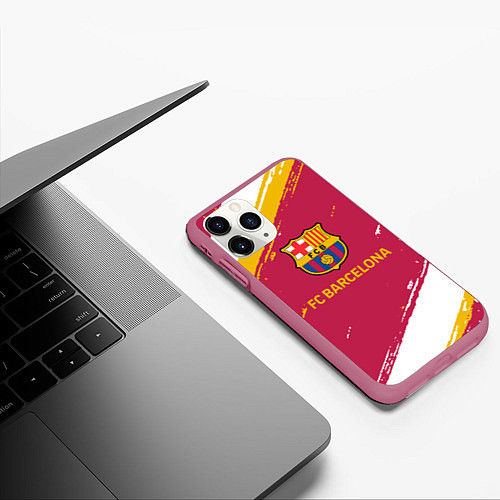 Чехол iPhone 11 Pro матовый Barcelona Краска / 3D-Малиновый – фото 3