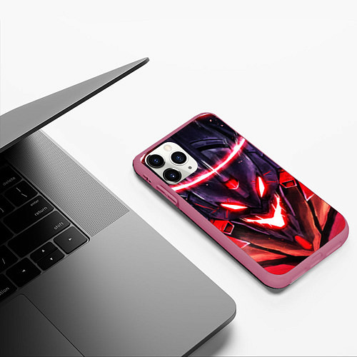 Чехол iPhone 11 Pro матовый Evangelion: Eva 01 / 3D-Малиновый – фото 3