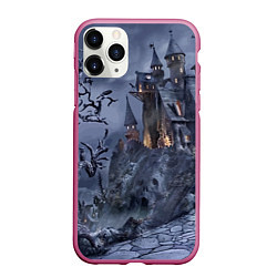 Чехол iPhone 11 Pro матовый Старый заброшенный замок - Halloween, цвет: 3D-малиновый