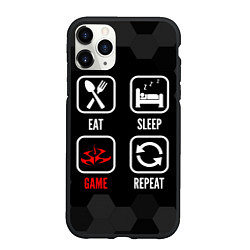 Чехол iPhone 11 Pro матовый Eat, sleep, Hitman, repeat, цвет: 3D-черный