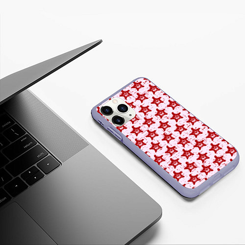 Чехол iPhone 11 Pro матовый Череп и звезда / 3D-Светло-сиреневый – фото 3