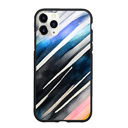 Чехол iPhone 11 Pro матовый Акварельные полосы, цвет: 3D-черный