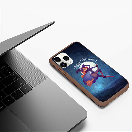 Чехол iPhone 11 Pro матовый Happy halloween - beautiful witch / 3D-Коричневый – фото 3