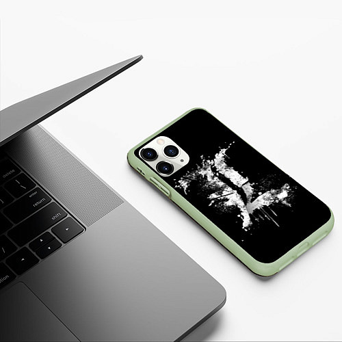 Чехол iPhone 11 Pro матовый Тетрадь смерти брызги красок / 3D-Салатовый – фото 3