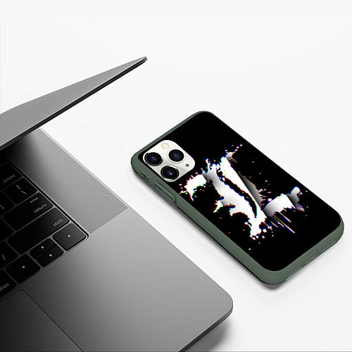 Чехол iPhone 11 Pro матовый Death Note glitch / 3D-Темно-зеленый – фото 3