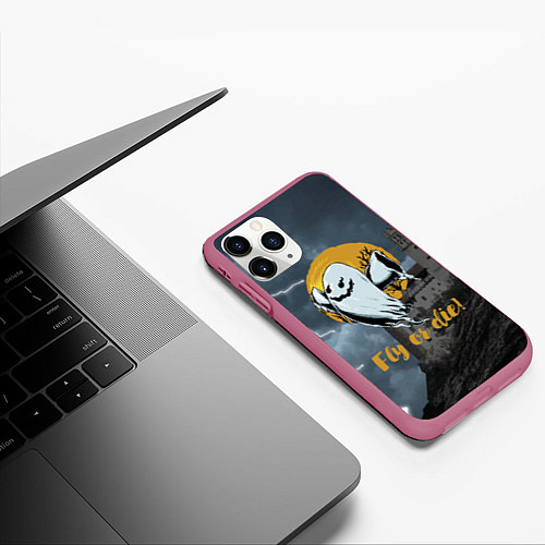 Чехол iPhone 11 Pro матовый Fly or die! Castle / 3D-Малиновый – фото 3