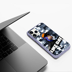 Чехол iPhone 11 Pro матовый Камуфляж обезьяна в чёрной куртке и очках like dat, цвет: 3D-светло-сиреневый — фото 2