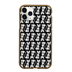 Чехол iPhone 11 Pro матовый Скелет кошки - Halloween pattern, цвет: 3D-коричневый