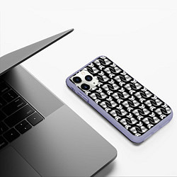 Чехол iPhone 11 Pro матовый Скелет кошки - Halloween pattern, цвет: 3D-светло-сиреневый — фото 2