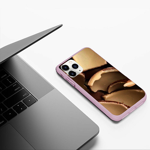 Чехол iPhone 11 Pro матовый Кусочки шоколадных яйиц / 3D-Розовый – фото 3