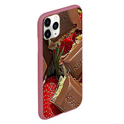 Чехол iPhone 11 Pro матовый Клубника и шоколад Рошен, цвет: 3D-малиновый — фото 2