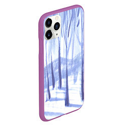 Чехол iPhone 11 Pro матовый Зимний лес акварель, цвет: 3D-фиолетовый — фото 2