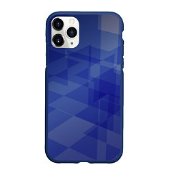 Чехол iPhone 11 Pro матовый Абстрактные синие прямоугольные фигуры, цвет: 3D-тёмно-синий