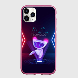 Чехол iPhone 11 Pro матовый Искусственный интеллект AI technology неоновый све