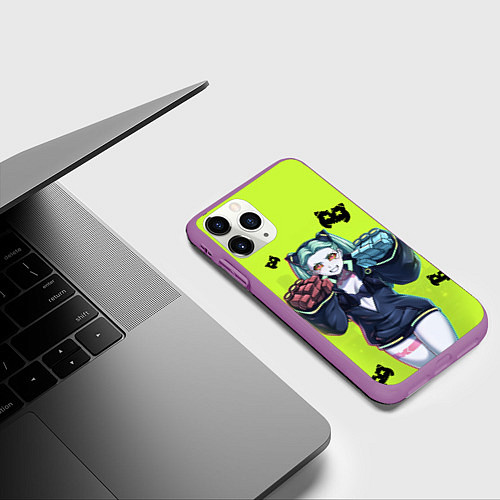 Чехол iPhone 11 Pro матовый Ребекка из аниме Cyberpunk Edgerunners / 3D-Фиолетовый – фото 3