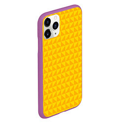 Чехол iPhone 11 Pro матовый Геометрия - желтые треугольники, цвет: 3D-фиолетовый — фото 2