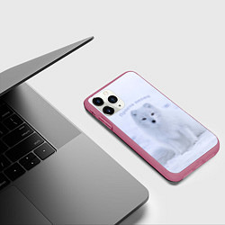 Чехол iPhone 11 Pro матовый Просто песец на снегу, цвет: 3D-малиновый — фото 2