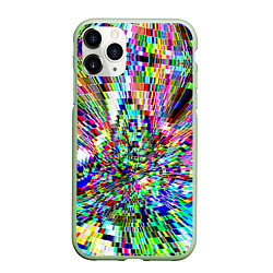 Чехол iPhone 11 Pro матовый Acid pixels, цвет: 3D-салатовый