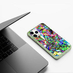 Чехол iPhone 11 Pro матовый Acid pixels, цвет: 3D-салатовый — фото 2