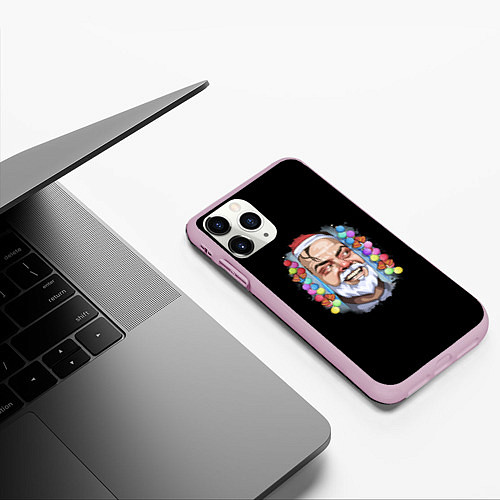 Чехол iPhone 11 Pro матовый Новый год мем из фильма сияние / 3D-Розовый – фото 3