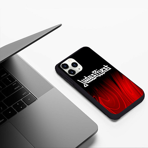 Чехол iPhone 11 Pro матовый Judas Priest red plasma / 3D-Черный – фото 3