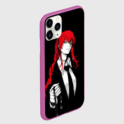 Чехол iPhone 11 Pro матовый Макима и поводок - Человек бензопила, цвет: 3D-фиолетовый — фото 2