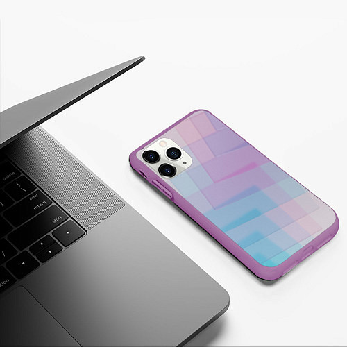 Чехол iPhone 11 Pro матовый Абстрактное множество розовых и голубых стёкол / 3D-Фиолетовый – фото 3