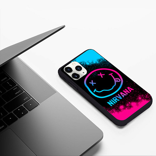 Чехол iPhone 11 Pro матовый Nirvana - neon gradient / 3D-Черный – фото 3