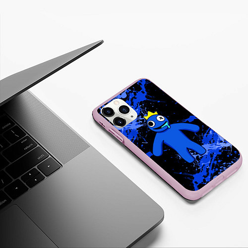 Чехол iPhone 11 Pro матовый Радужные друзья - Синий / 3D-Розовый – фото 3