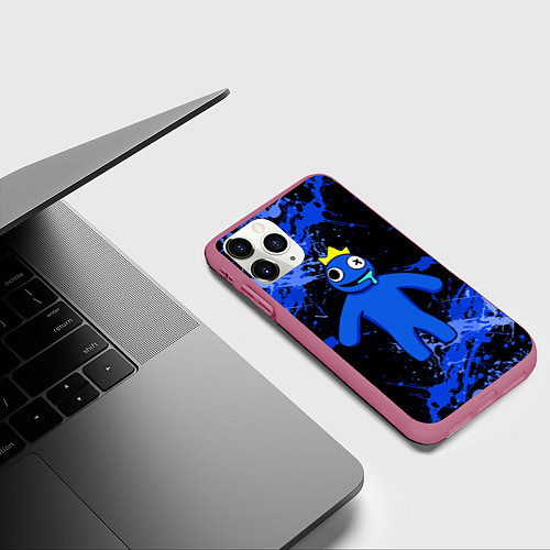 Чехол iPhone 11 Pro матовый Радужные друзья - Синий / 3D-Малиновый – фото 3
