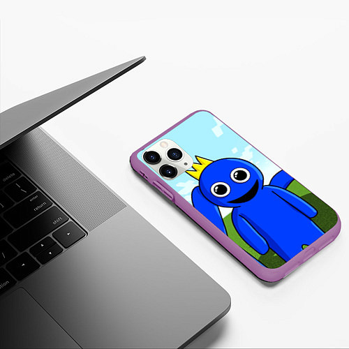 Чехол iPhone 11 Pro матовый Blue: Rainbow Friends / 3D-Фиолетовый – фото 3