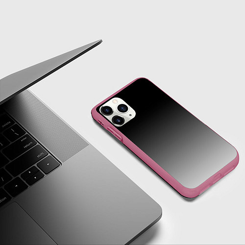 Чехол iPhone 11 Pro матовый Серый градиент / 3D-Малиновый – фото 3