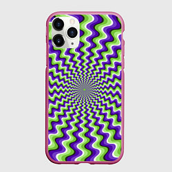 Чехол iPhone 11 Pro матовый Гипнотические полосы - оптическая иллюзия, цвет: 3D-малиновый