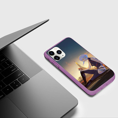 Чехол iPhone 11 Pro матовый Грустная Люси / 3D-Фиолетовый – фото 3