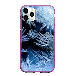 Чехол iPhone 11 Pro матовый Морозный узор на стекле, цвет: 3D-фиолетовый