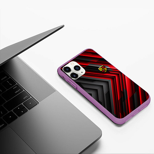 Чехол iPhone 11 Pro матовый Porsche строгий стиль / 3D-Фиолетовый – фото 3